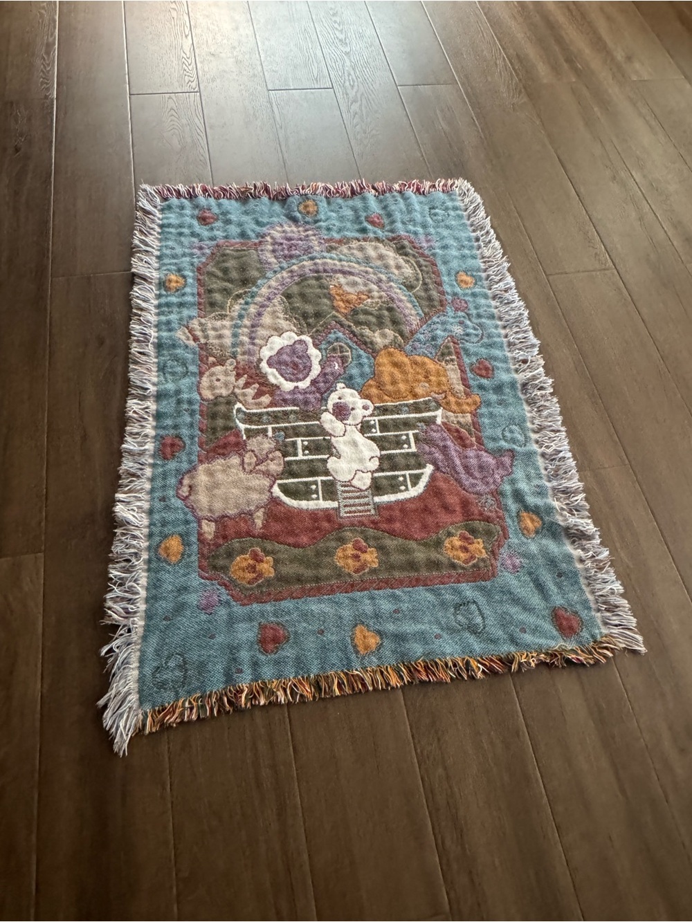 Cute Noah’s Ark Tapestry Throw Blanket – Soft Woven Blanket – Very Good Conditio
